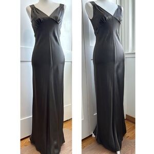 Banana Republic NWT Sleeveless Stretch-Satin Silk Maxi Dress Brown 0P